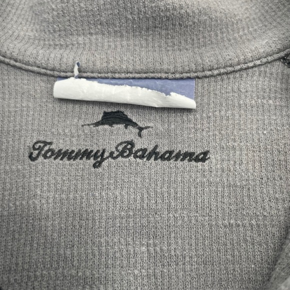 Tommy Bahama Mens XL Charcoal Gray/Gray Reversible Quarter Zip Pullover Sweater - Picture 2 of 10